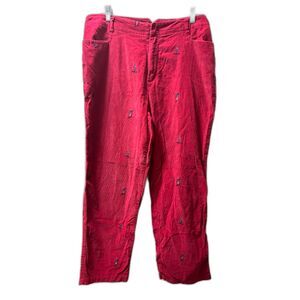 Casablanca Sport VTG Corduroy Pants Women's 16 Ski Skier Embroidery Novelty Red